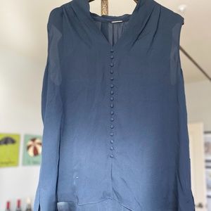 Button Down Sleeveless Black Blouse